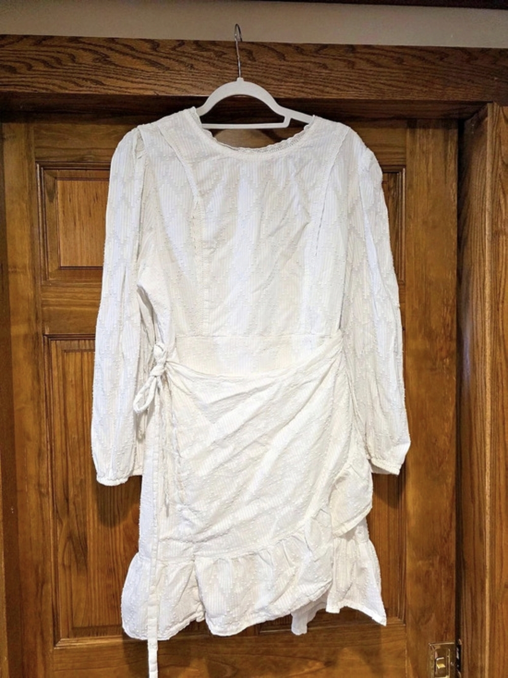J.Crew White Textured Ruffle Mini Dress XL Like New